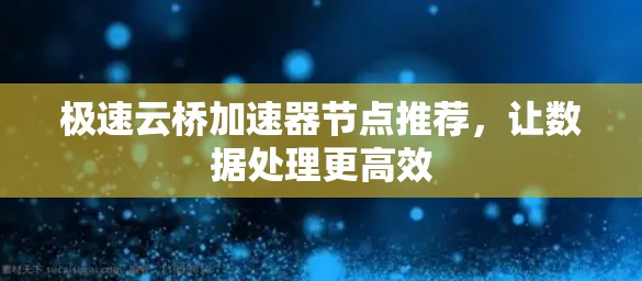 极速云桥加速器节点推荐，让数据处理更高效