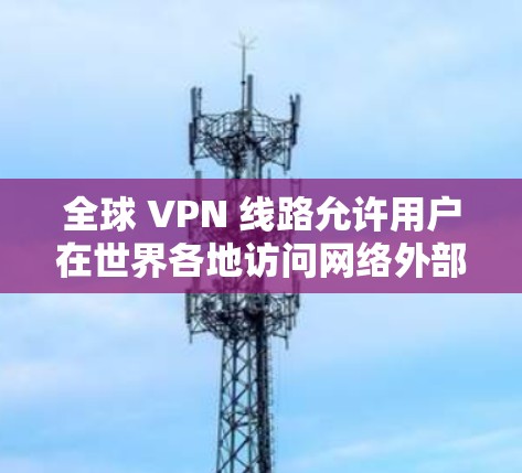 全球 VPN 线路允许用户在世界各地访问网络外部资源，例如服务器、文件存储、社交媒体或实时新闻等。以下是全球VPN线路测试的一些常见类型和建议